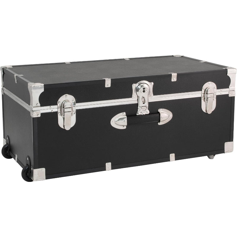 212 Main Black Storage Trunk with Wheels & Lock