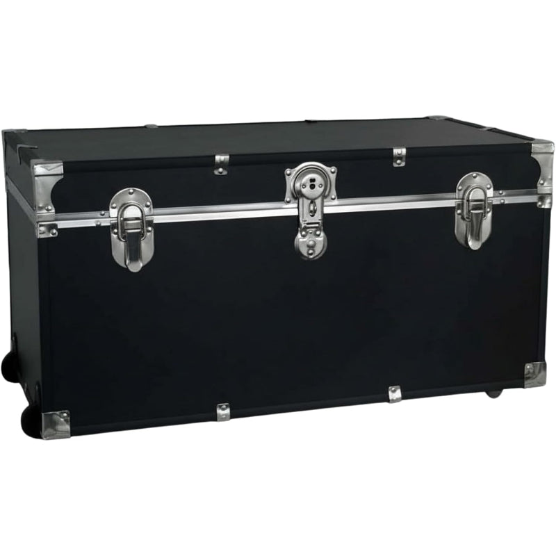 Black Rolling Storage Trunk with Wheels & Lock