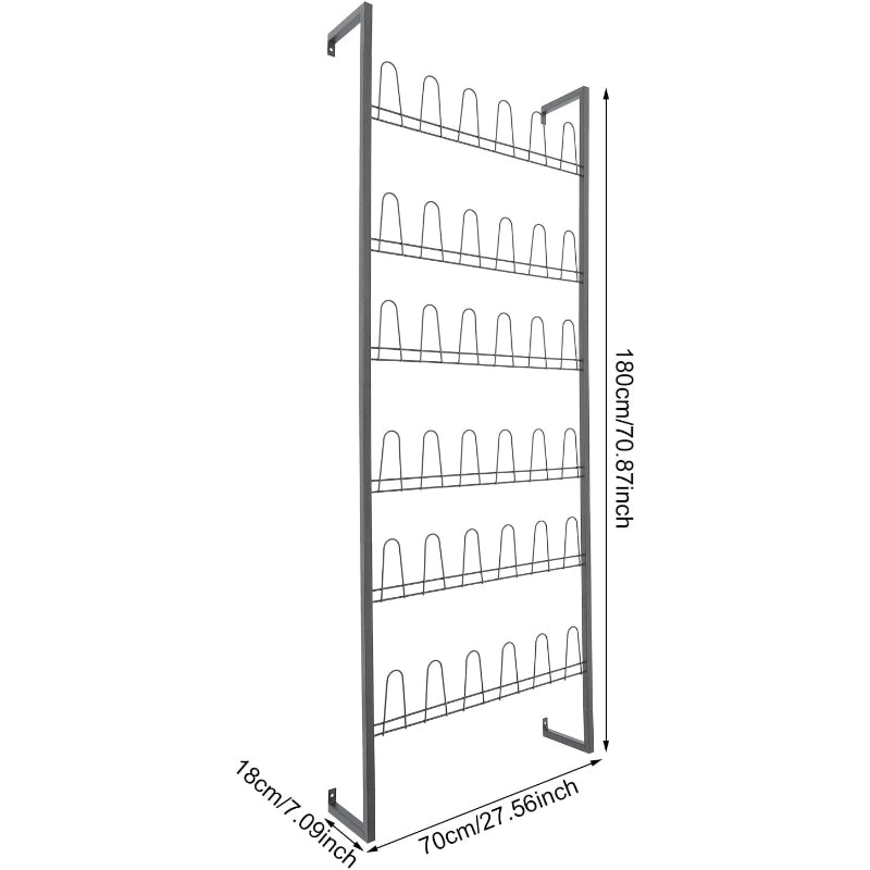 Black 6‑Tier Wall‑Mounted Metal Shoe Rack
