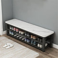 Modern 2‑Tier Metal Marble Entryway Shoe Bench