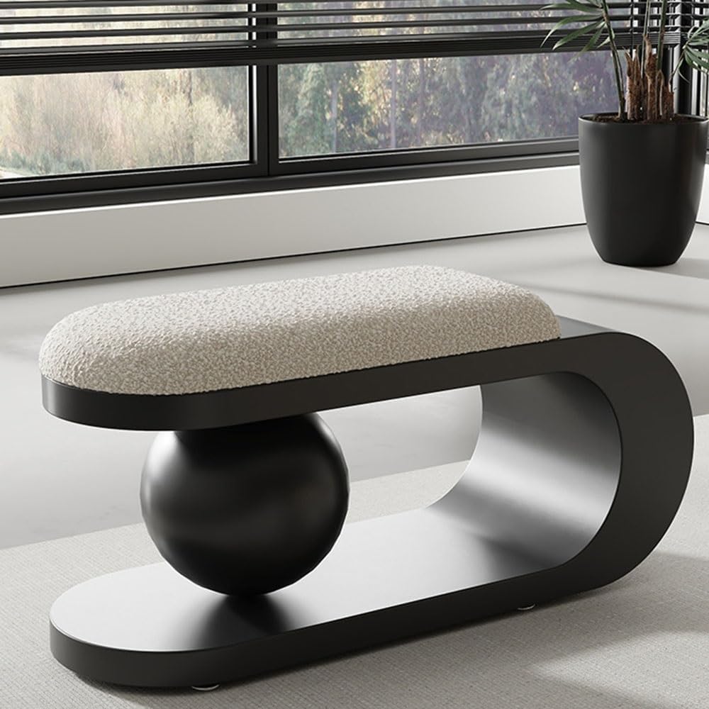 Black Modern Upholstered Entryway Shoe Bench