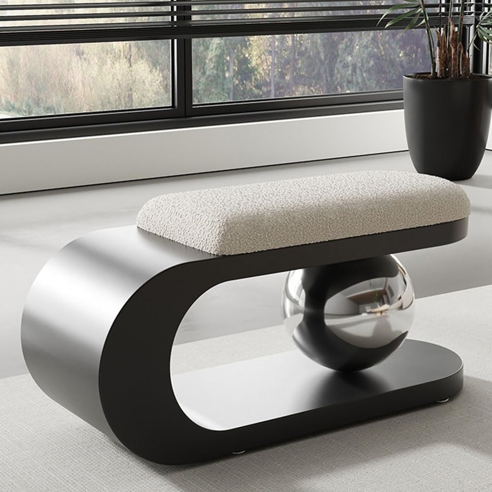 Black Modern Upholstered Entryway Shoe Bench