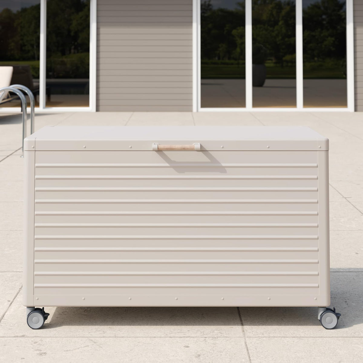 Metal Outdoor Storage Box with Wheels & Lid