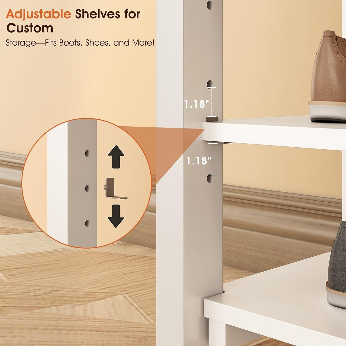 3‑Tier Rubberwood Entryway Shoe Bench