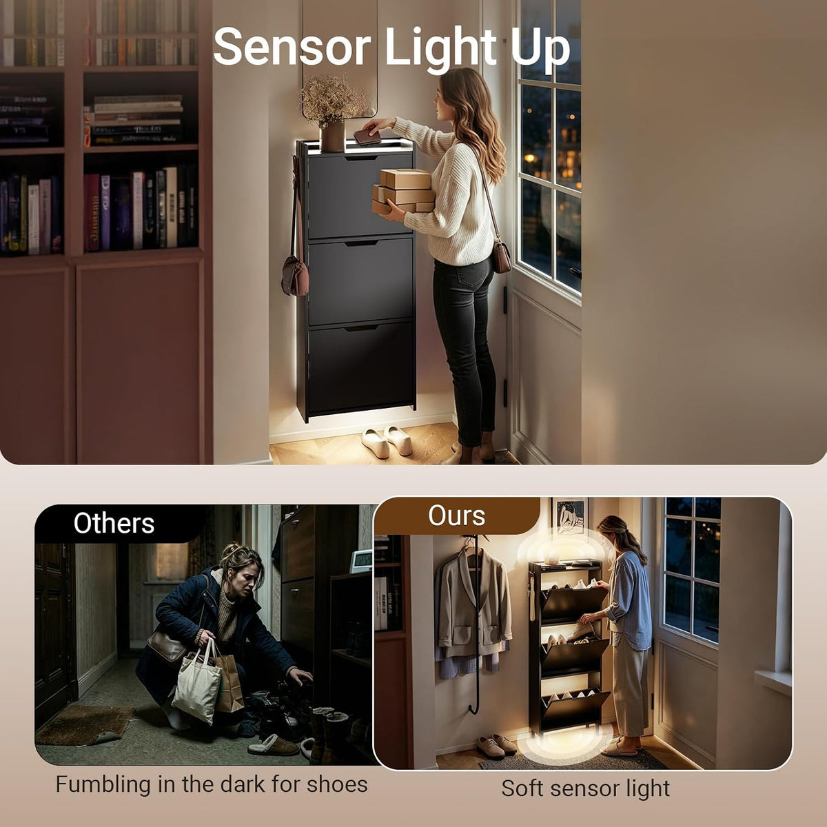 Wall‑Mounted LED Shoe Cabinet