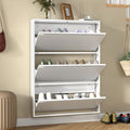 White Slim Wall‑Mounted Metal Shoe Cabinet