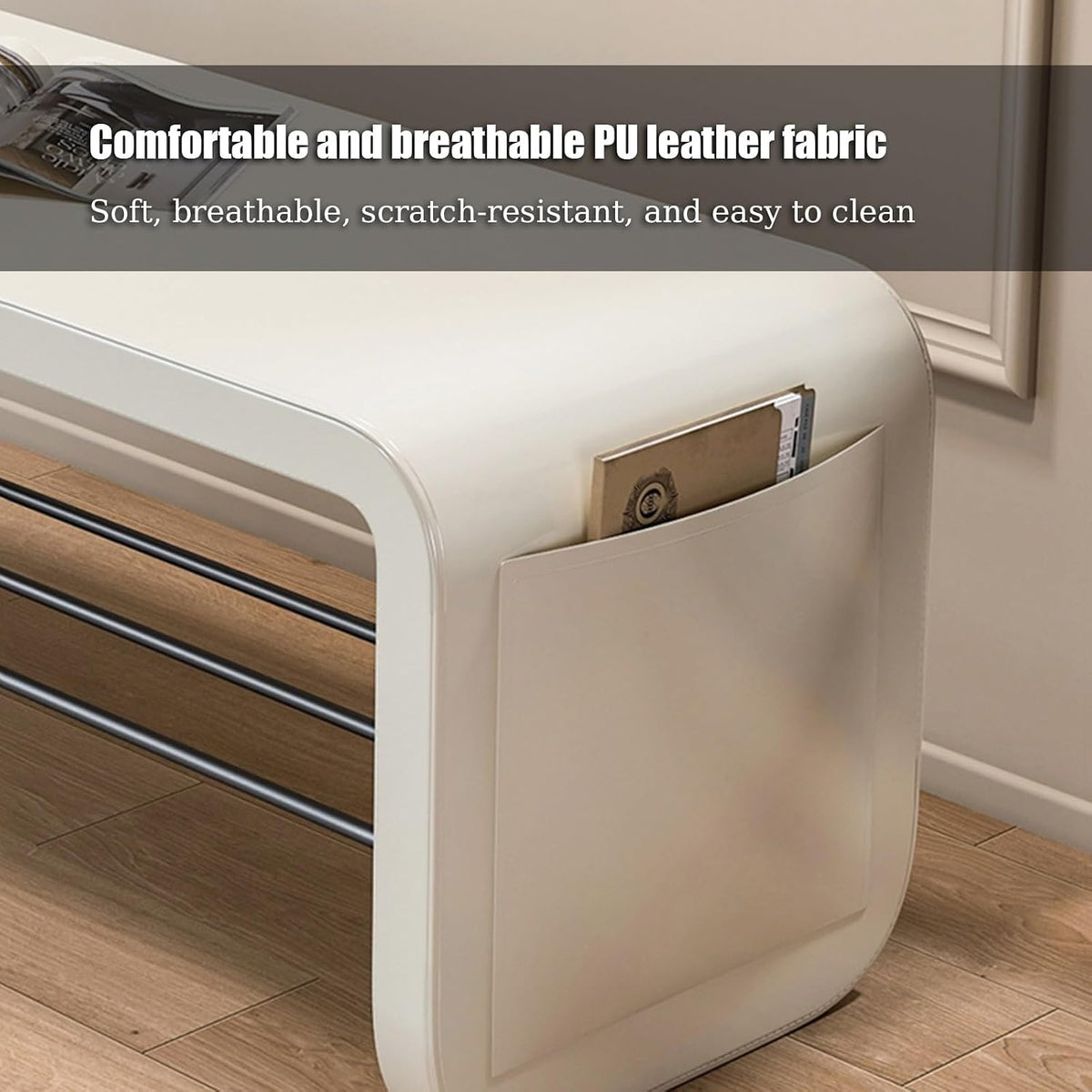 Beige Multifunctional Cushioned Entryway Shoe Bench