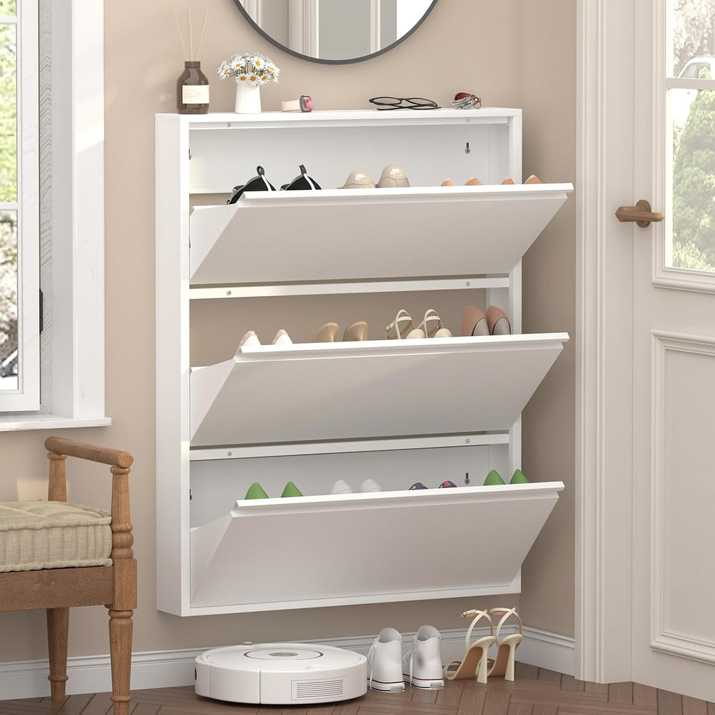 Slim Wall‑Mounted Metal Shoe Cabinet