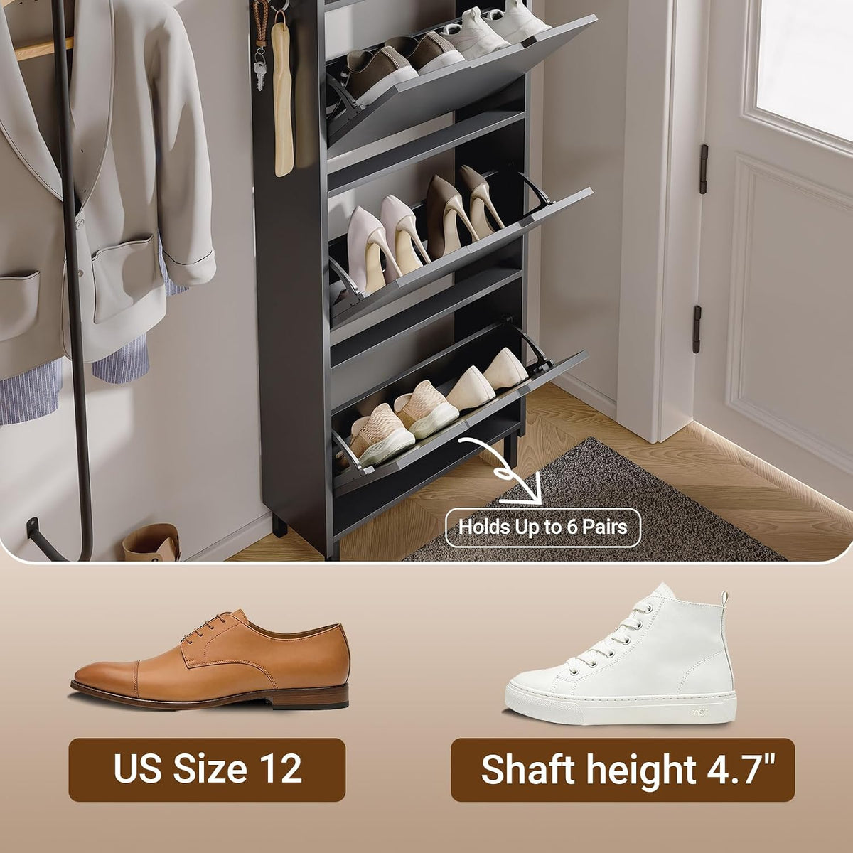 Wall‑Mounted LED Shoe Cabinet