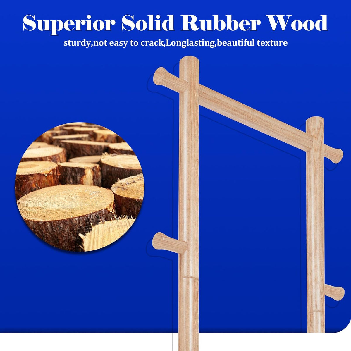 Natural Wooden Freestanding Hall Tree Coat Rack