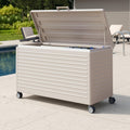 Metal Outdoor Storage Box with Wheels & Lid