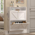 White Ultra‑Slim Wall‑Mounted Metal Shoe Rack
