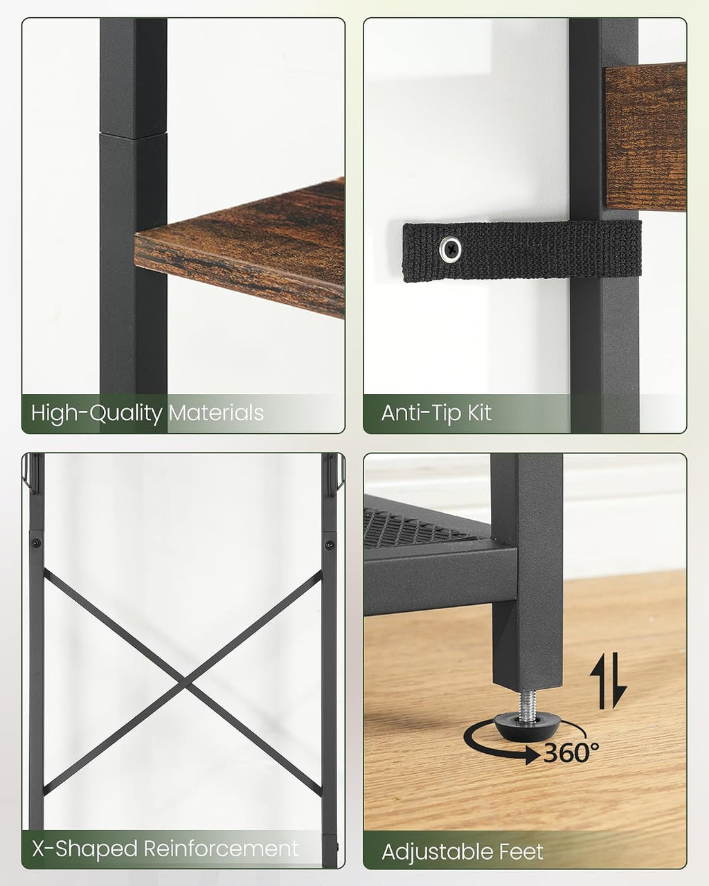 Rustic‑Brown & Black Industrial Hall Tree