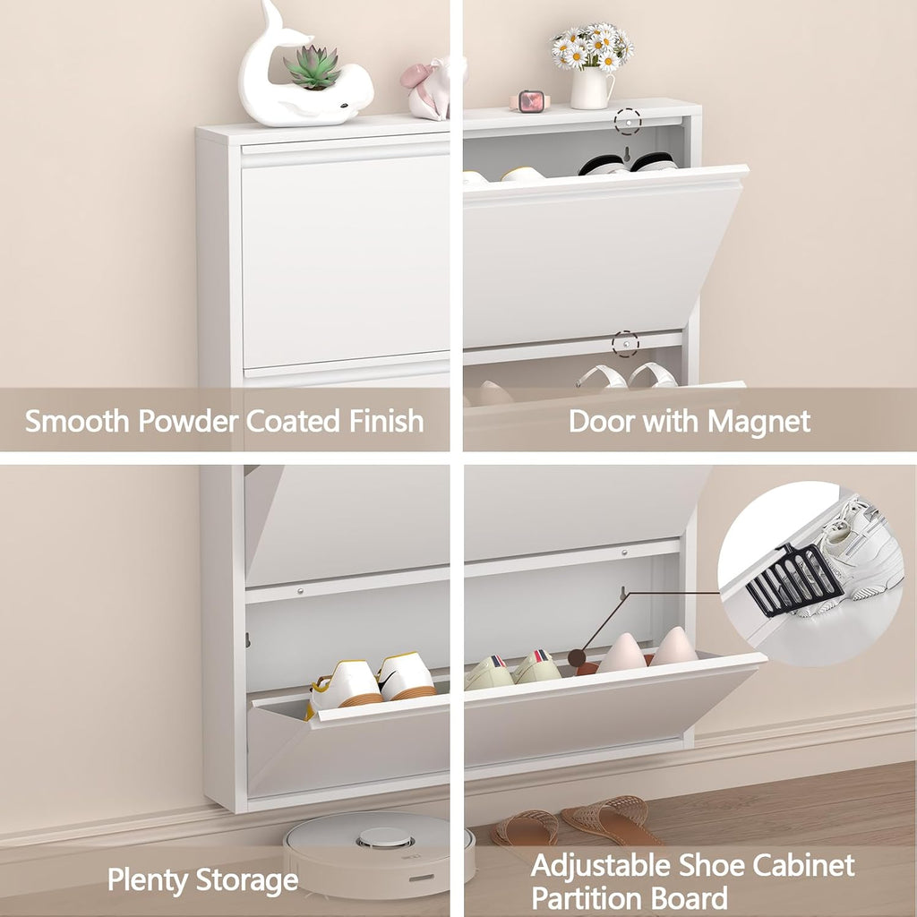 Slim Wall‑Mounted Metal Shoe Cabinet