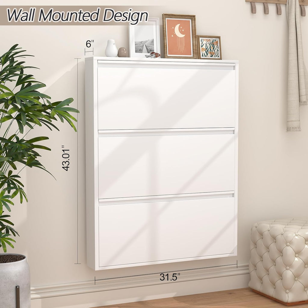 Slim Wall‑Mounted Metal Shoe Cabinet