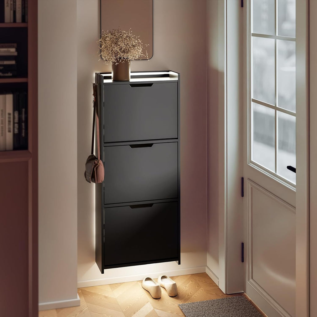 Wall‑Mounted LED Shoe Cabinet