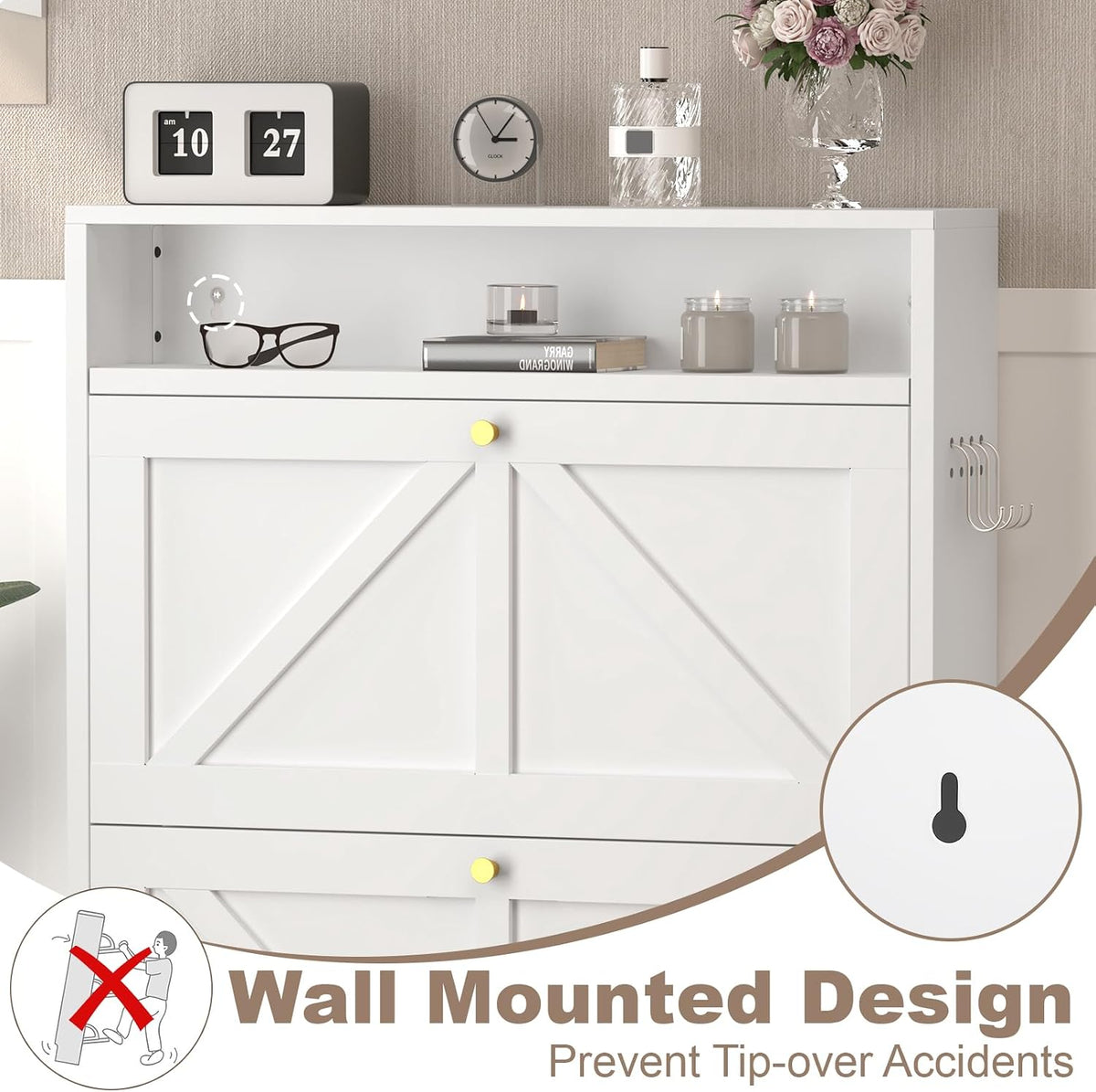 White Ultra‑Slim Wall‑Mounted Metal Shoe Rack