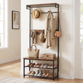 Industrial Hall Tree with Bench & Shoe Storage