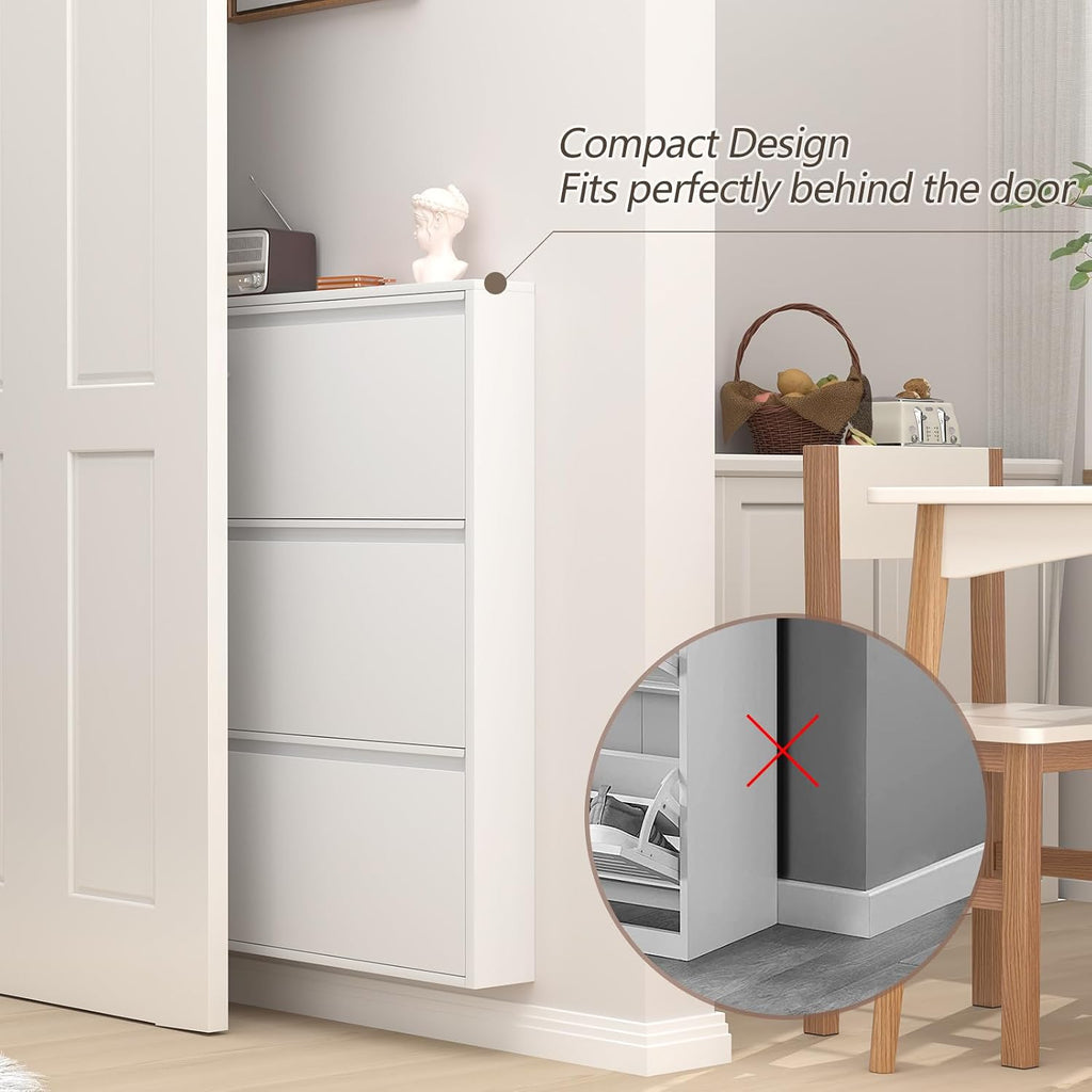 Slim Wall‑Mounted Metal Shoe Cabinet