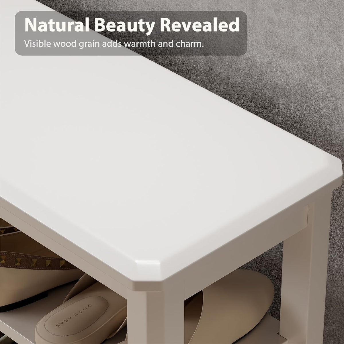 2‑Tier Wood Entryway Shoe Bench