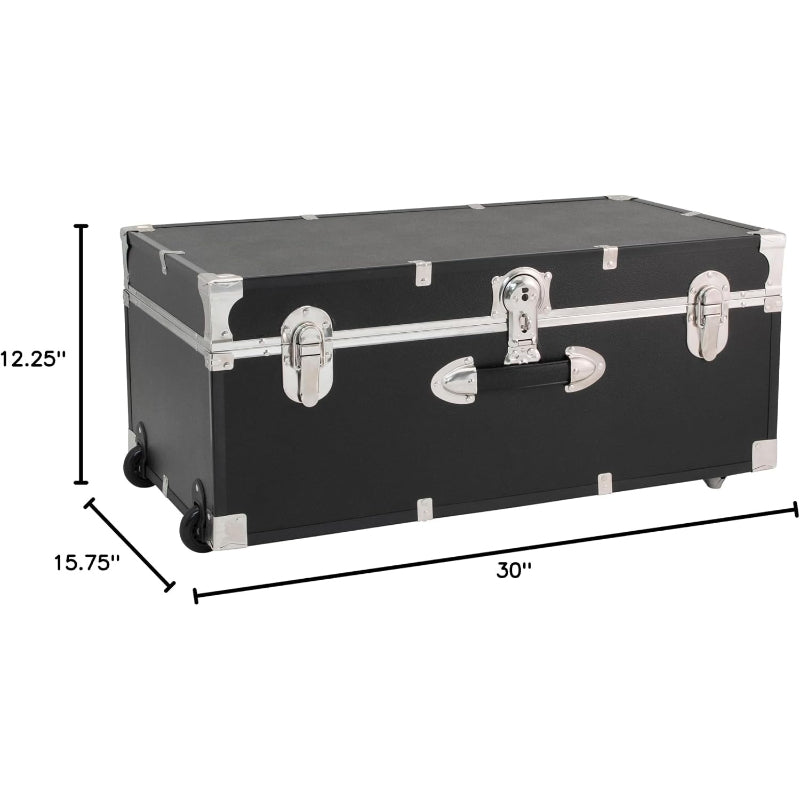 212 Main Black Storage Trunk with Wheels & Lock