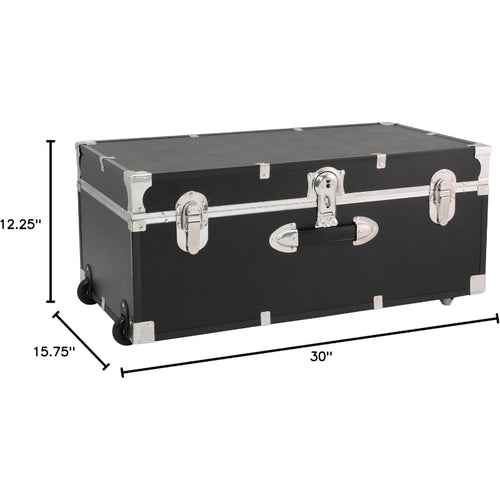 212 Main Black Storage Trunk with Wheels & Lock