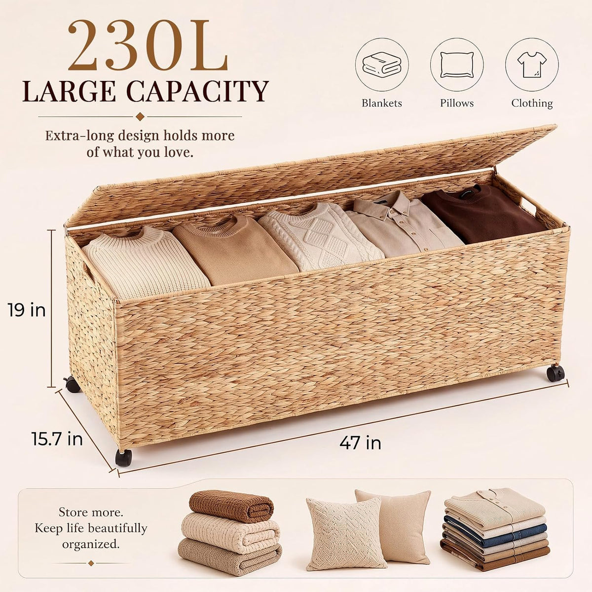 Natural Wicker Storage Trunk Basket