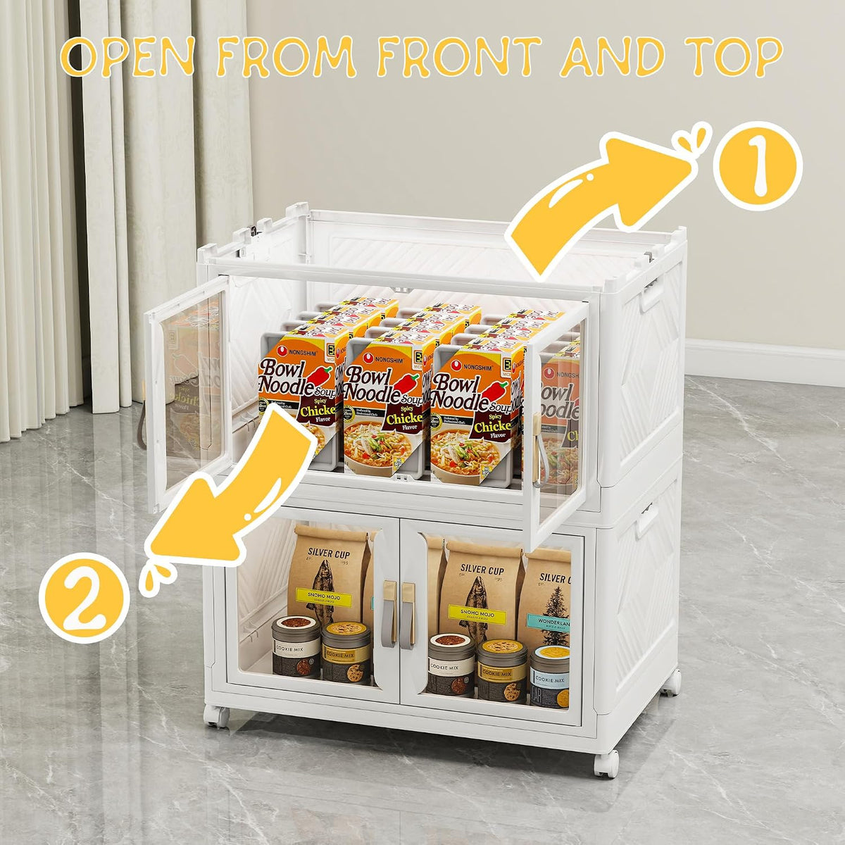 Stackable Storage Bins with Lids, Doors & Wheels