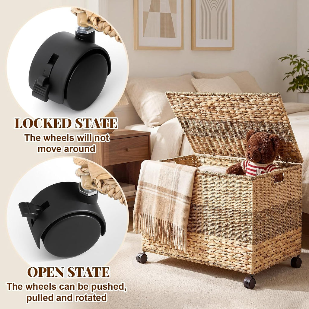 Tricolor Wicker Storage Trunk Basket