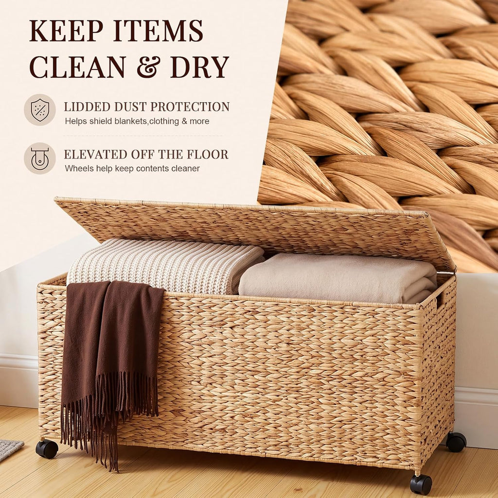 Natural Wicker Storage Trunk Basket