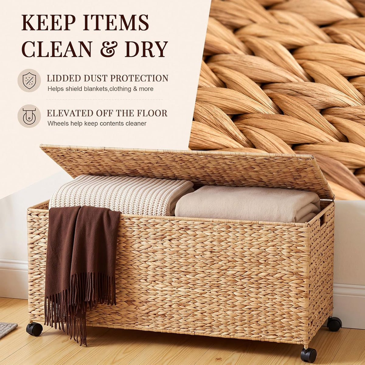 Natural Wicker Storage Trunk Basket