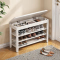 3‑Tier Rubberwood Entryway Shoe Bench