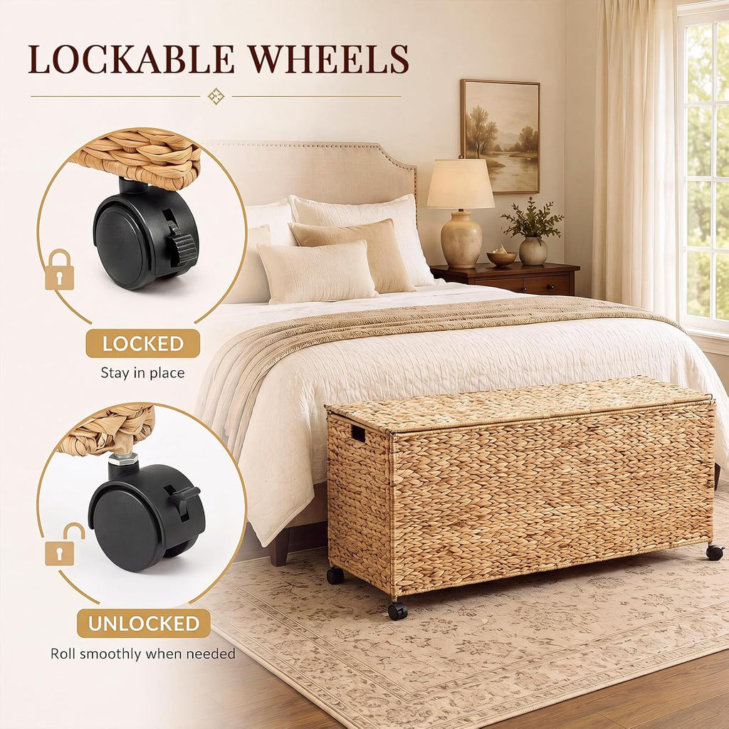 Natural Wicker Storage Trunk Basket