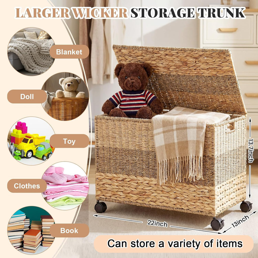 Tricolor Wicker Storage Trunk Basket