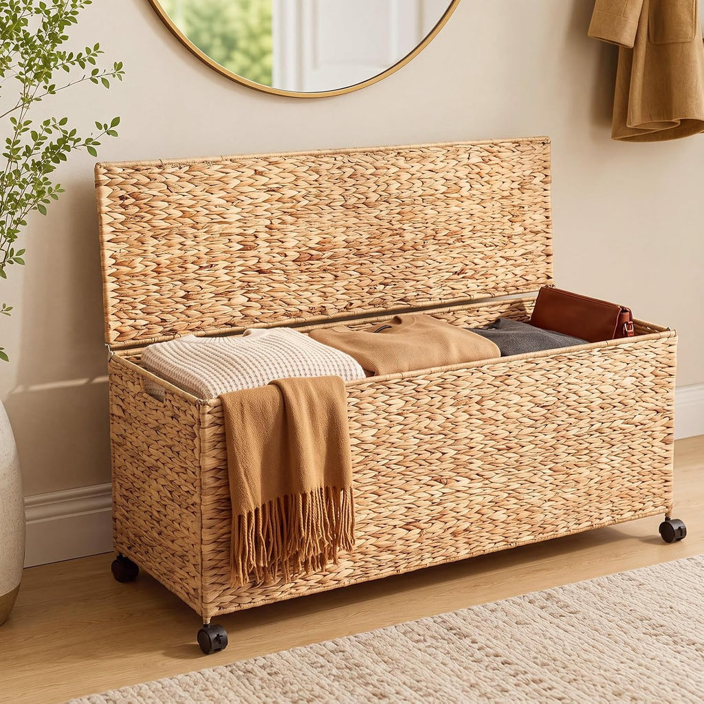 Natural Wicker Storage Trunk Basket