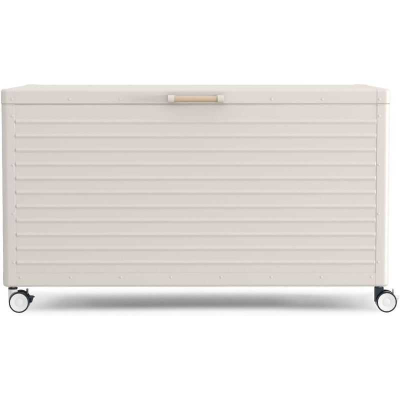 Metal Outdoor Storage Box with Wheels & Lid